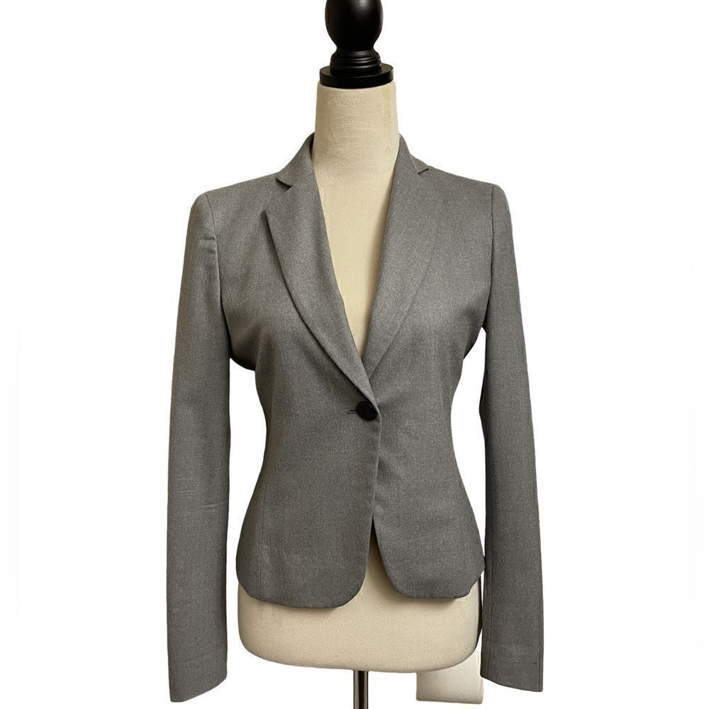Moschino Gray One Button Blazer Made Of 97% Virgin Wool & Buttons On Sleeves (8)